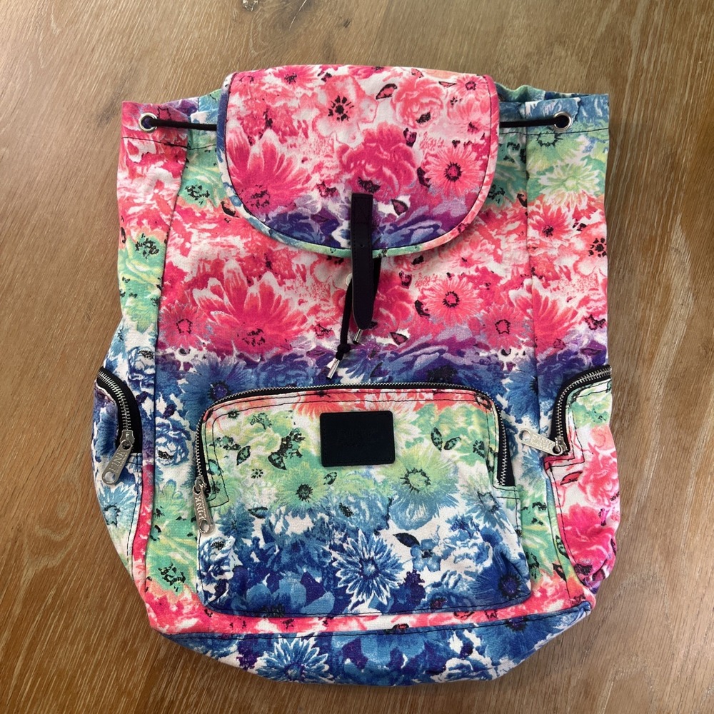 Victoria Secret PINK~Super Cute Multi-Color Floral print Backpack Tie Dye‎